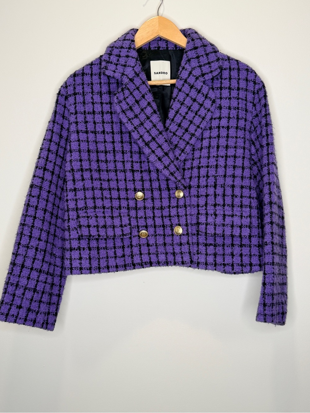 SANDRO Tweed Houndstooth Blazer Size 38 $495